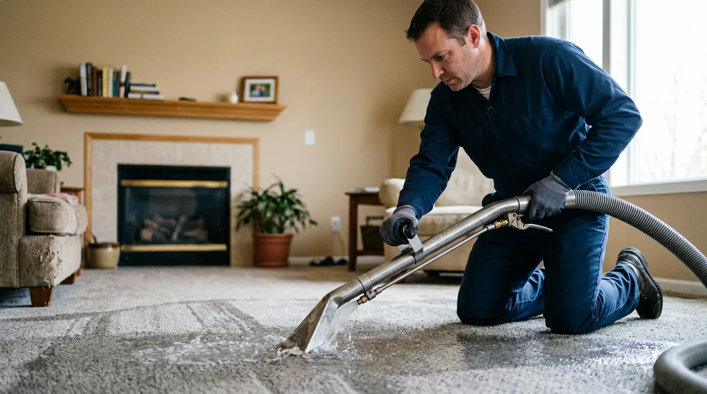 Water damage restoration technician working near Macedonia, OH